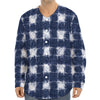 Shibori Grid Pattern Print Long Sleeve Baseball Jersey