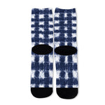 Shibori Grid Pattern Print Long Socks