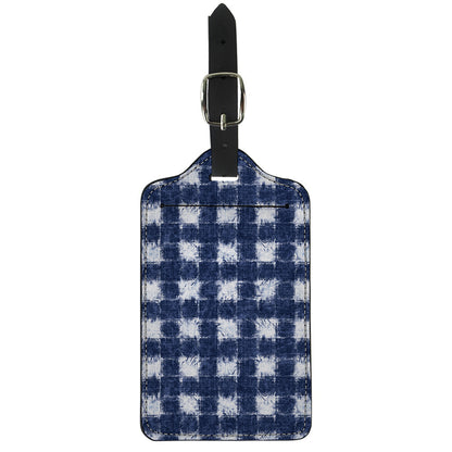Shibori Grid Pattern Print Luggage Tag