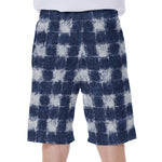 Shibori Grid Pattern Print Men's Beach Shorts