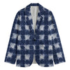 Shibori Grid Pattern Print Men's Blazer