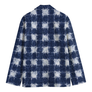 Shibori Grid Pattern Print Men's Blazer