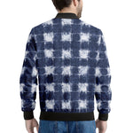 Shibori Grid Pattern Print Men's Bomber Jacket