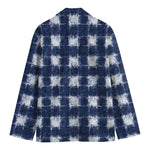 Shibori Grid Pattern Print Men's Cotton Blazer