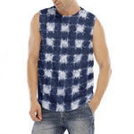 Shibori Grid Pattern Print Men's Fitness Tank Top