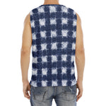 Shibori Grid Pattern Print Men's Fitness Tank Top