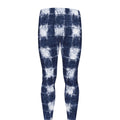 Shibori Grid Pattern Print Men's Leggings