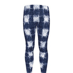 Shibori Grid Pattern Print Men's leggings