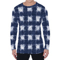 Shibori Grid Pattern Print Men's Long Sleeve T-Shirt