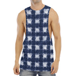 Shibori Grid Pattern Print Men's Muscle Tank Top