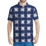 Shibori Grid Pattern Print Men's Polo Shirt