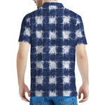 Shibori Grid Pattern Print Men's Polo Shirt