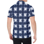 Shibori Grid Pattern Print Men's Shirt