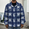 Shibori Grid Pattern Print Men's Shirt Jacket