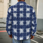 Shibori Grid Pattern Print Men's Shirt Jacket