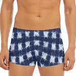Shibori Grid Pattern Print Men's Short Boxer Briefs
