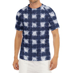 Shibori Grid Pattern Print Men's Short Sleeve Rash Guard