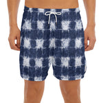 Shibori Grid Pattern Print Men's Split Running Shorts