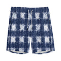 Shibori Grid Pattern Print Men's Athletic Shorts