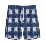 Shibori Grid Pattern Print Men's Sports Shorts