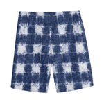 Shibori Grid Pattern Print Men's Sports Shorts