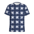 Shibori Grid Pattern Print Men's Athletic T-Shirt