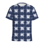 Shibori Grid Pattern Print Men's Sports T-Shirt
