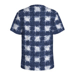 Shibori Grid Pattern Print Men's Sports T-Shirt