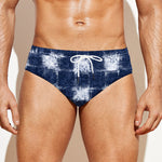 Shibori Grid Pattern Print Men's Swim Briefs