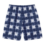 Shibori Grid Pattern Print Men's Swim Trunks