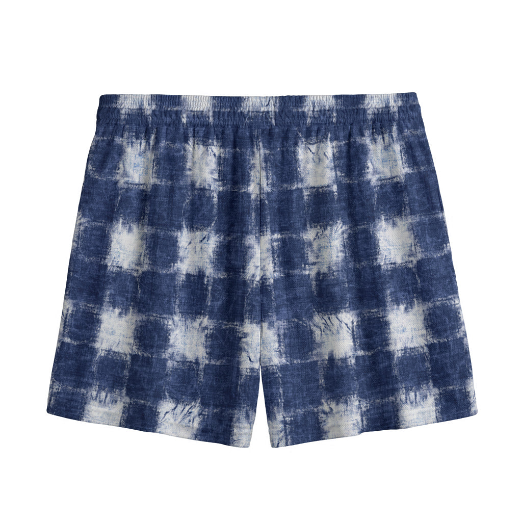 Shibori Grid Pattern Print Mesh Shorts