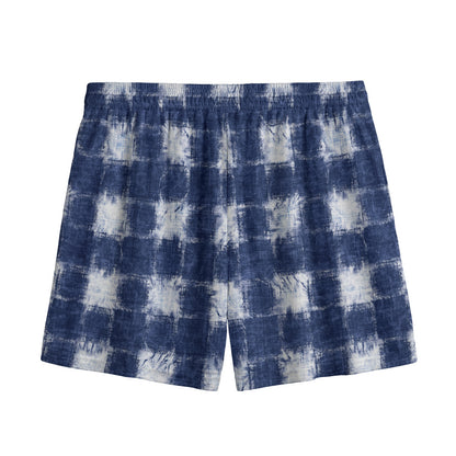 Shibori Grid Pattern Print Mesh Shorts