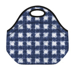 Shibori Grid Pattern Print Neoprene Lunch Bag