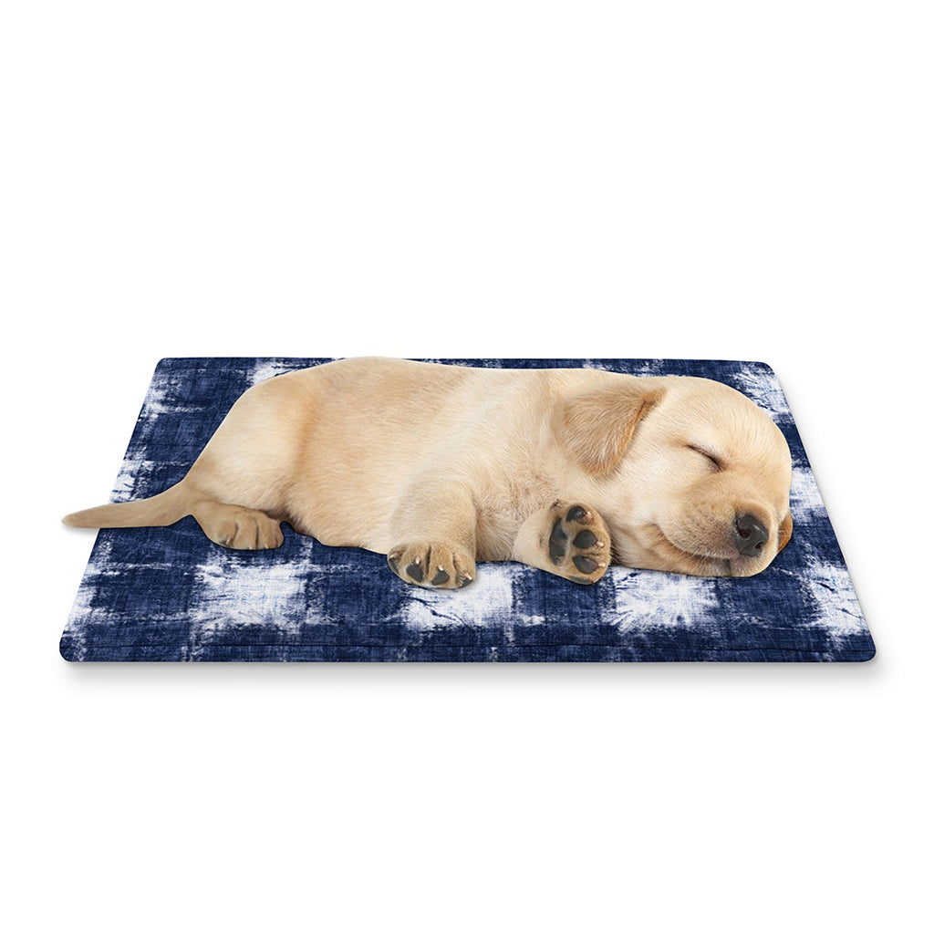 Shibori Grid Pattern Print Pet Cooling Mat Cover