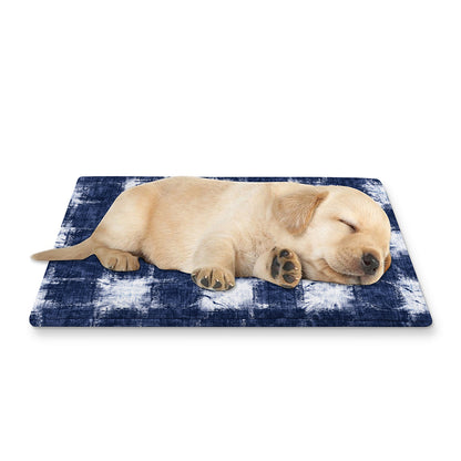 Shibori Grid Pattern Print Pet Cooling Mat Cover