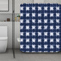 Shibori Grid Pattern Print Polyester Shower Curtain