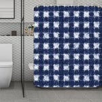 Shibori Grid Pattern Print Polyester Shower Curtain