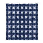 Shibori Grid Pattern Print Polyester Shower Curtain