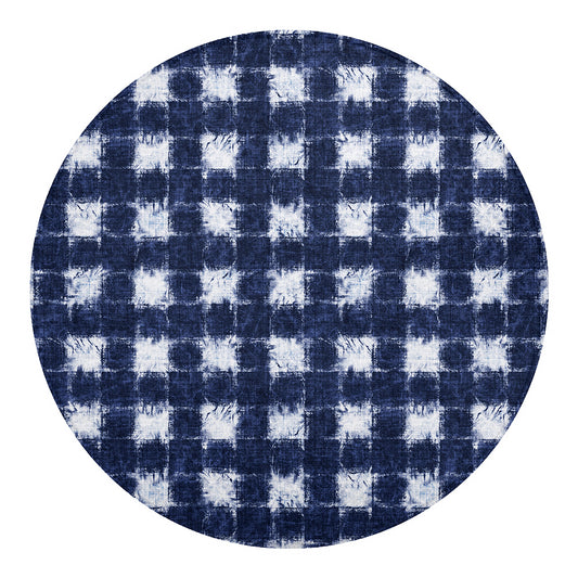 Shibori Grid Pattern Print Round Blanket