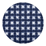 Shibori Grid Pattern Print Round Blanket