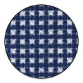 Shibori Grid Pattern Print Round Floor Mat