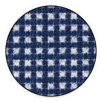 Shibori Grid Pattern Print Round Floor Mat