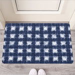 Shibori Grid Pattern Print Rubber Doormat