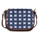 Shibori Grid Pattern Print Saddle Bag