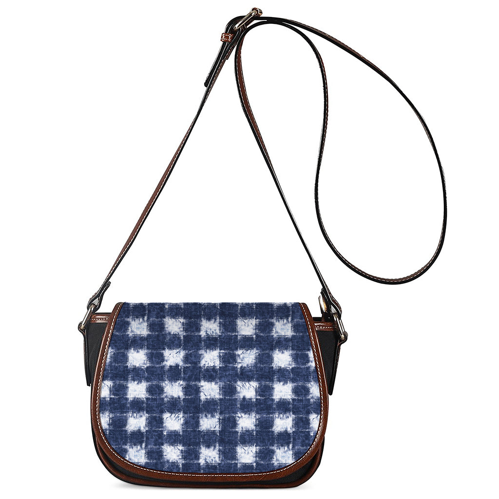 Shibori Grid Pattern Print Saddle Bag