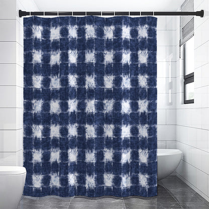 Shibori Grid Pattern Print Shower Curtain