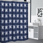 Shibori Grid Pattern Print Shower Curtain