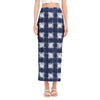 Shibori Grid Pattern Print Side Slit Maxi Skirt