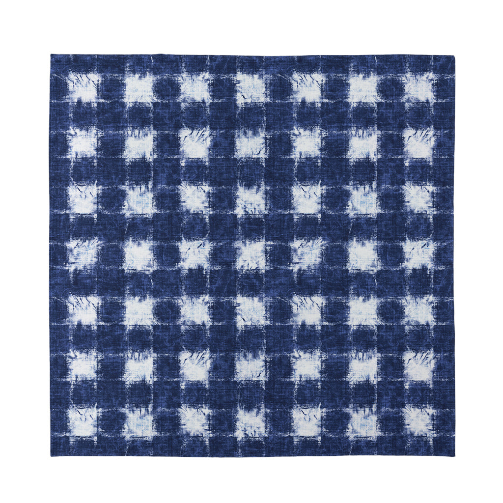Shibori Grid Pattern Print Silk Bandana