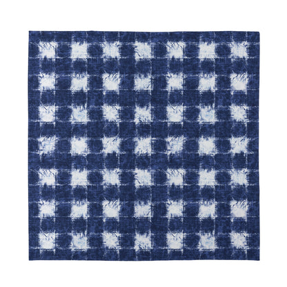 Shibori Grid Pattern Print Silk Bandana